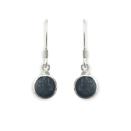 Black Aluminium Circles Shiny Fish Hook Earrings