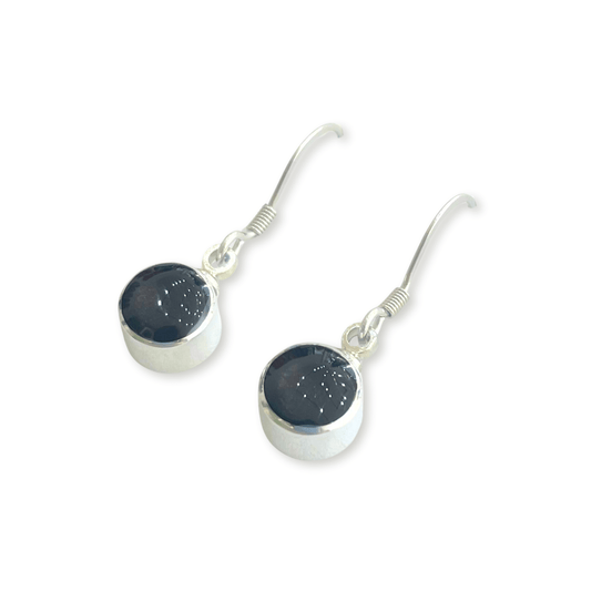 Black Aluminium Circles Shiny Fish Hook Earrings