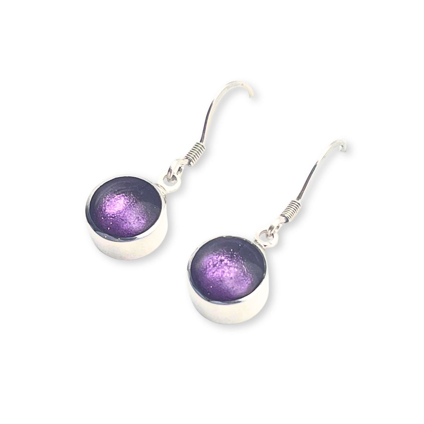 Lilac Aluminium Circles Shiny Fish Hook Earrings