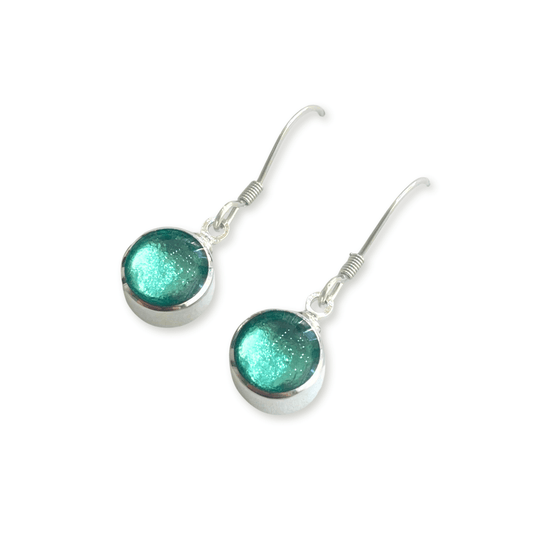 Mint Aluminium Circles Shiny Fish Hook Earrings