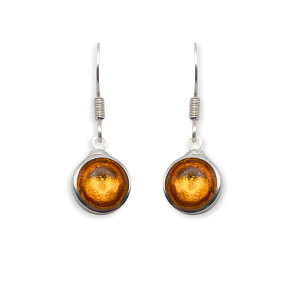 Mustard Aluminium Circles Shiny Fish Hook Earrings