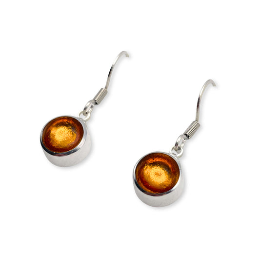Mustard Aluminium Circles Shiny Fish Hook Earrings