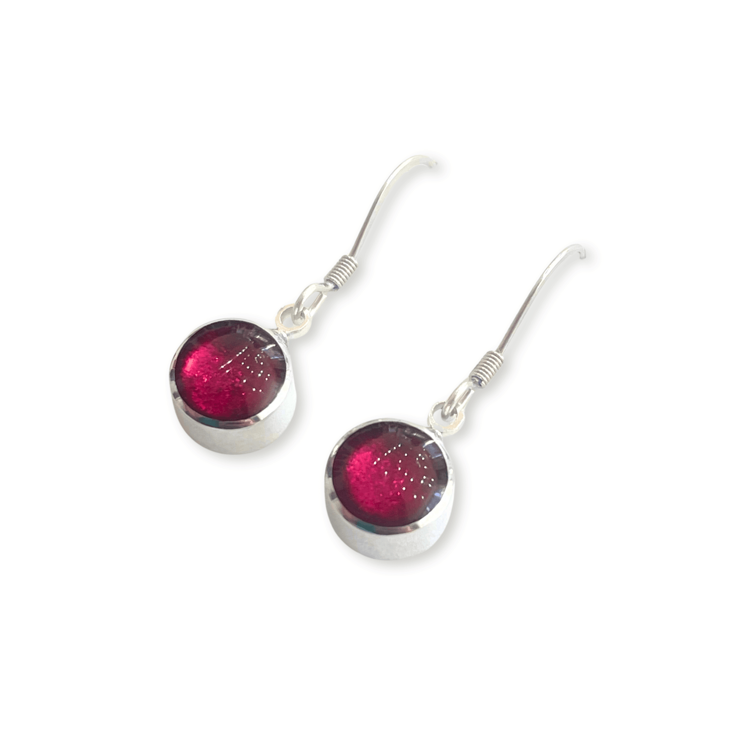 Pink Aluminium Circles Shiny Fish Hook Earrings