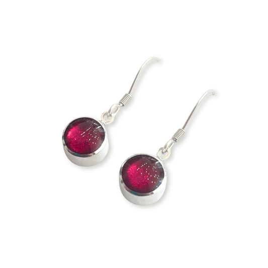 Pink Aluminium Circles Shiny Fish Hook Earrings