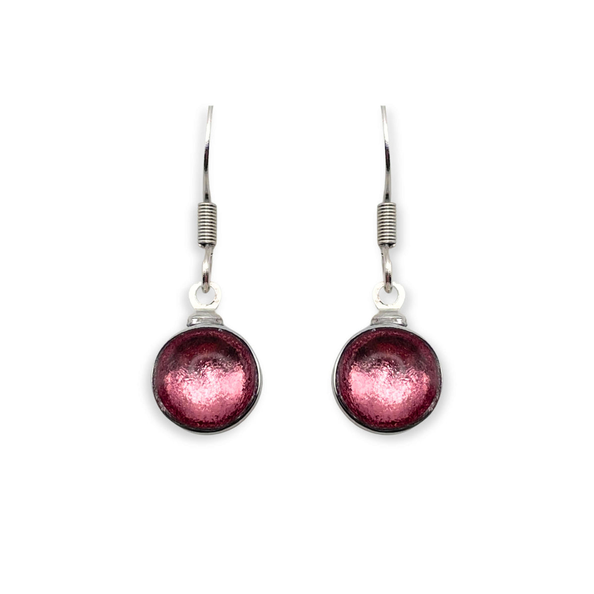 Rose Aluminium Circles Shiny Fish Hook Earrings