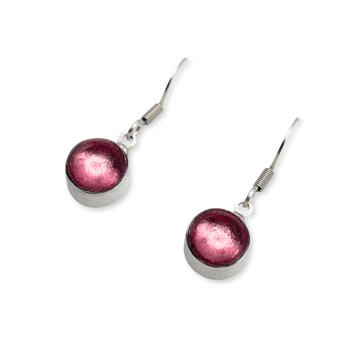 Rose Aluminium Circles Shiny Fish Hook Earrings