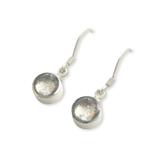 Silver Aluminium Circles Shiny Fish Hook Earrings