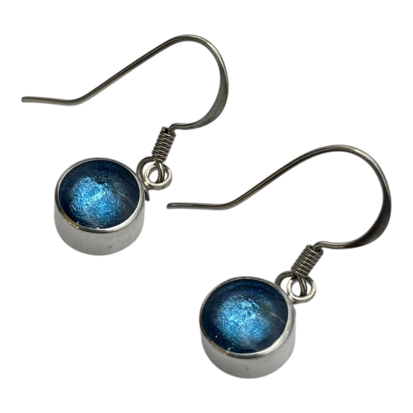 Sky Aluminium Circles Shiny Fish Hook Earrings | The Jewellery Stop