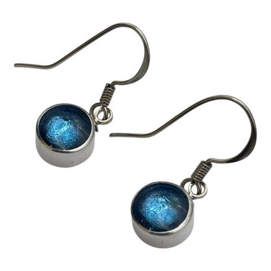Sky Aluminium Circles Shiny Fish Hook Earrings | The Jewellery Stop