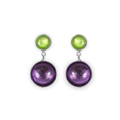 Nessie Aluminium Circles Shiny Double Drop Stud Earrings | The Jewellery Stop