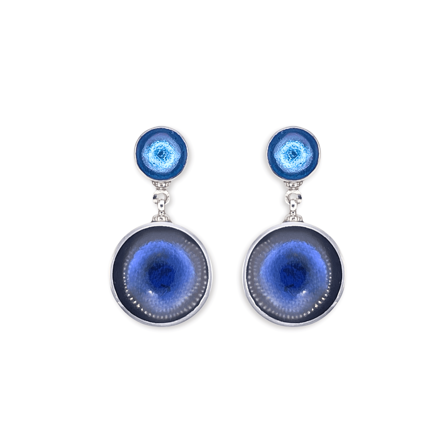 Atlantic Aluminium Circles Shiny Double Drop Stud Earrings