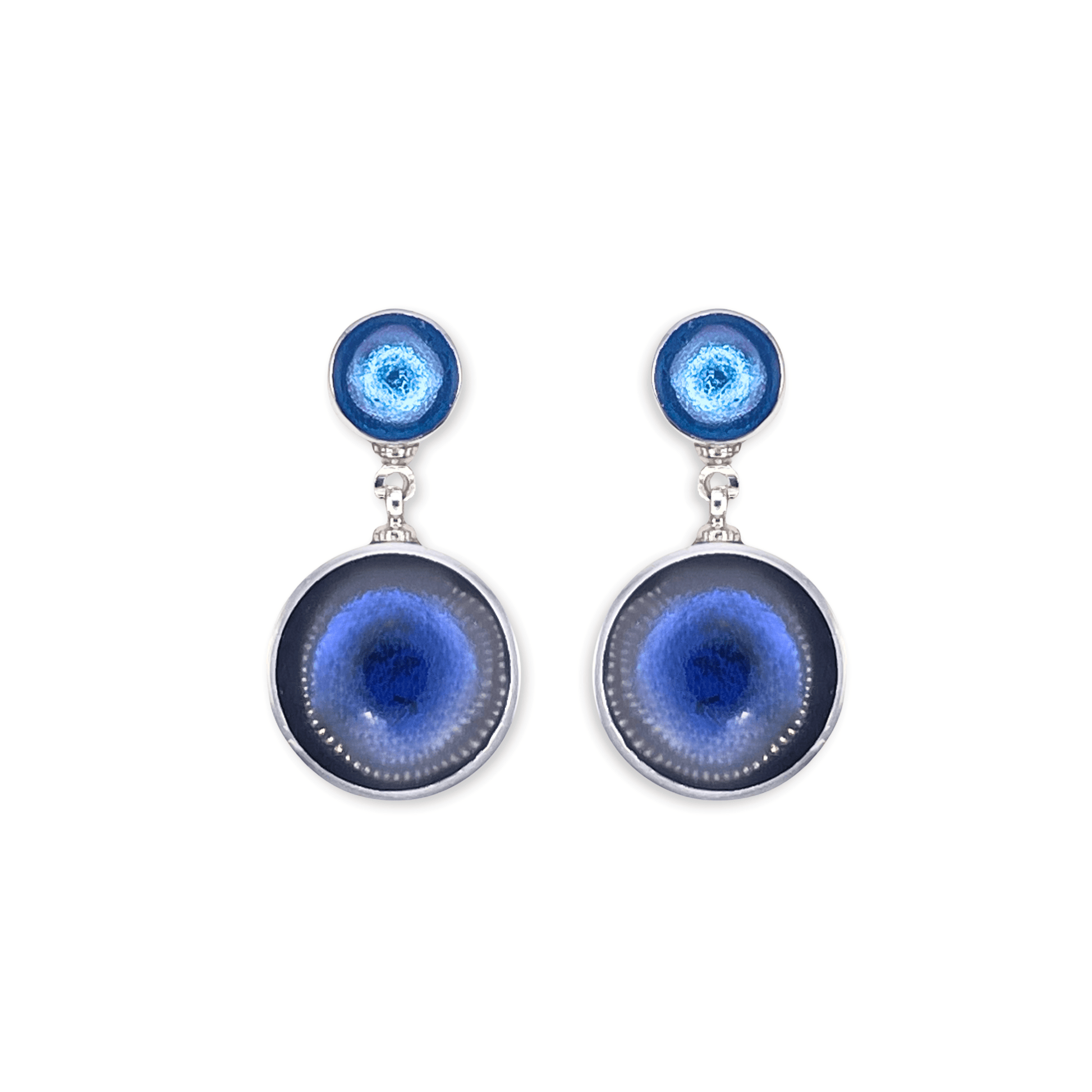 Atlantic Aluminium Circles Shiny Double Drop Stud Earrings