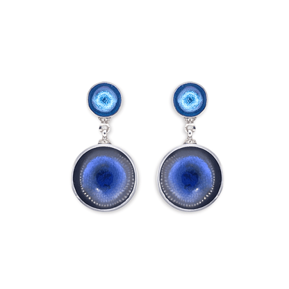 Atlantic Aluminium Circles Shiny Double Drop Stud Earrings
