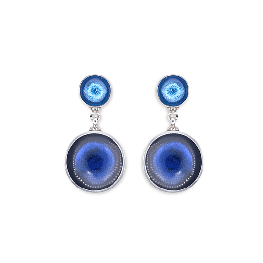 Atlantic Aluminium Circles Shiny Double Drop Stud Earrings