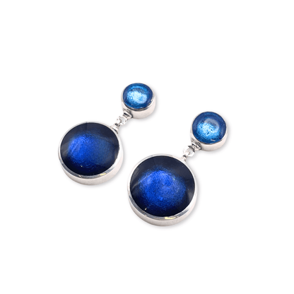 Atlantic Aluminium Circles Shiny Double Drop Stud Earrings