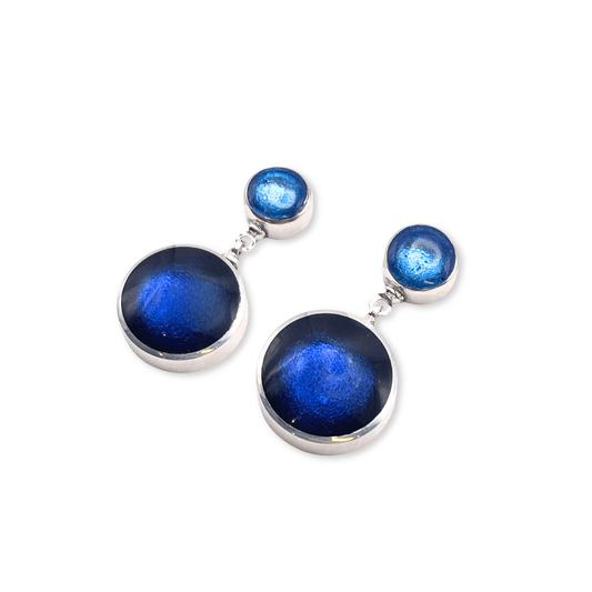 Atlantic Aluminium Circles Shiny Double Drop Stud Earrings