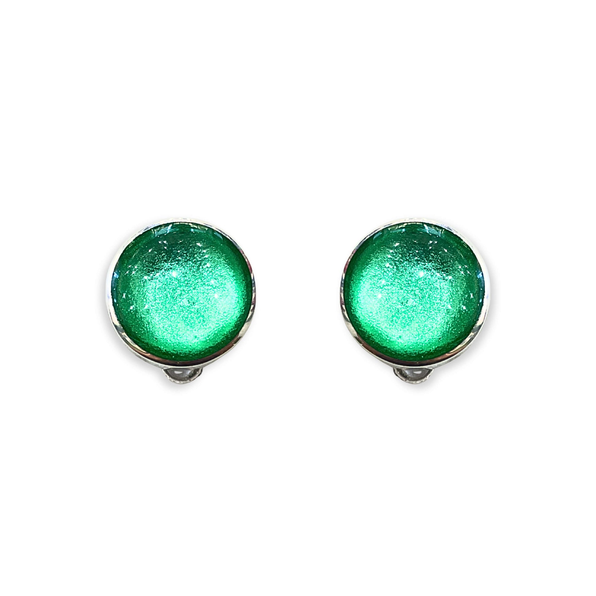 Crystal Aluminium Circles Shiny Clip Earrings