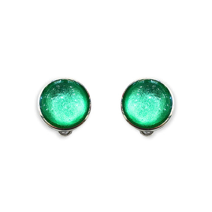 Crystal Aluminium Circles Shiny Clip Earrings