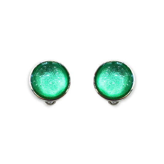 Crystal Aluminium Circles Shiny Clip Earrings