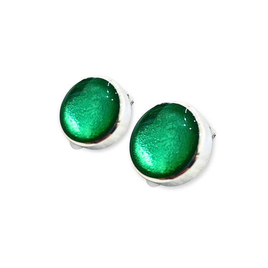 Crystal Aluminium Circles Shiny Clip Earrings