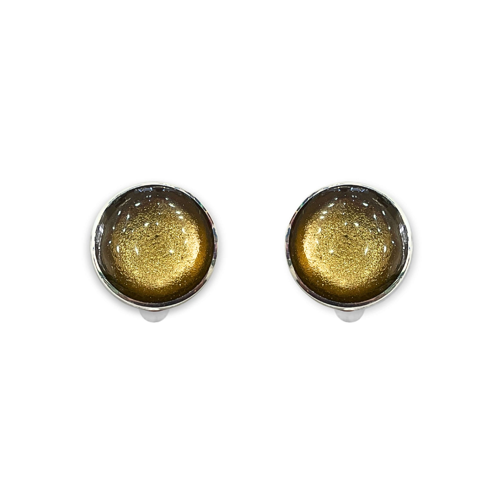 Gold Aluminium Circles Shiny Clip Earrings