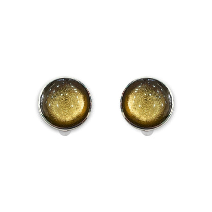 Gold Aluminium Circles Shiny Clip Earrings