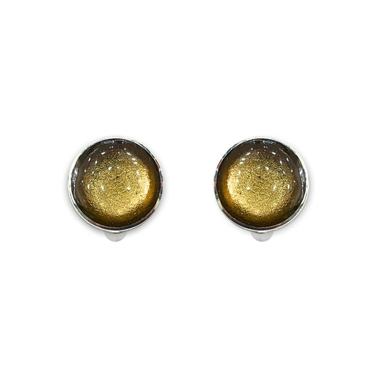Gold Aluminium Circles Shiny Clip Earrings