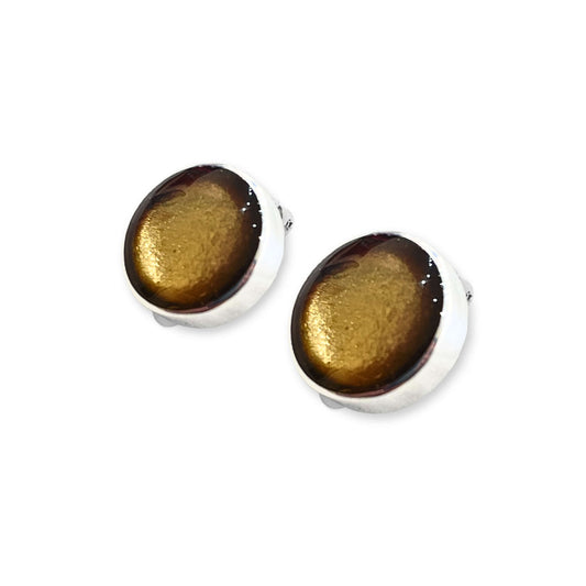 Gold Aluminium Circles Shiny Clip Earrings
