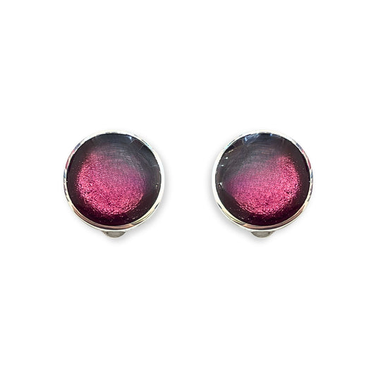 Peony Aluminium Circles Shiny Clip Earrings