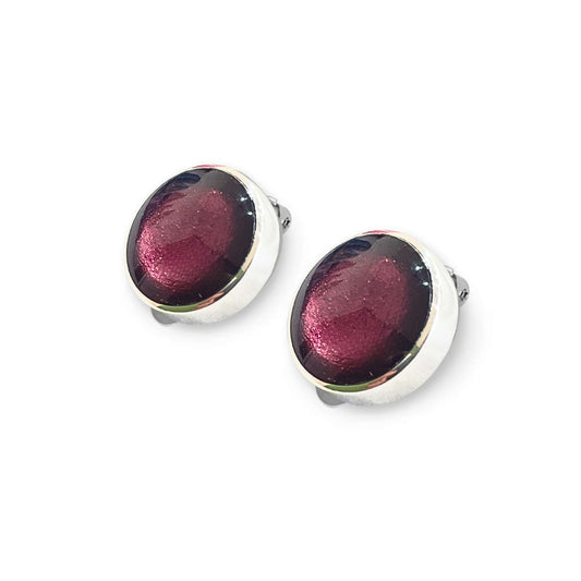 Peony Aluminium Circles Shiny Clip Earrings