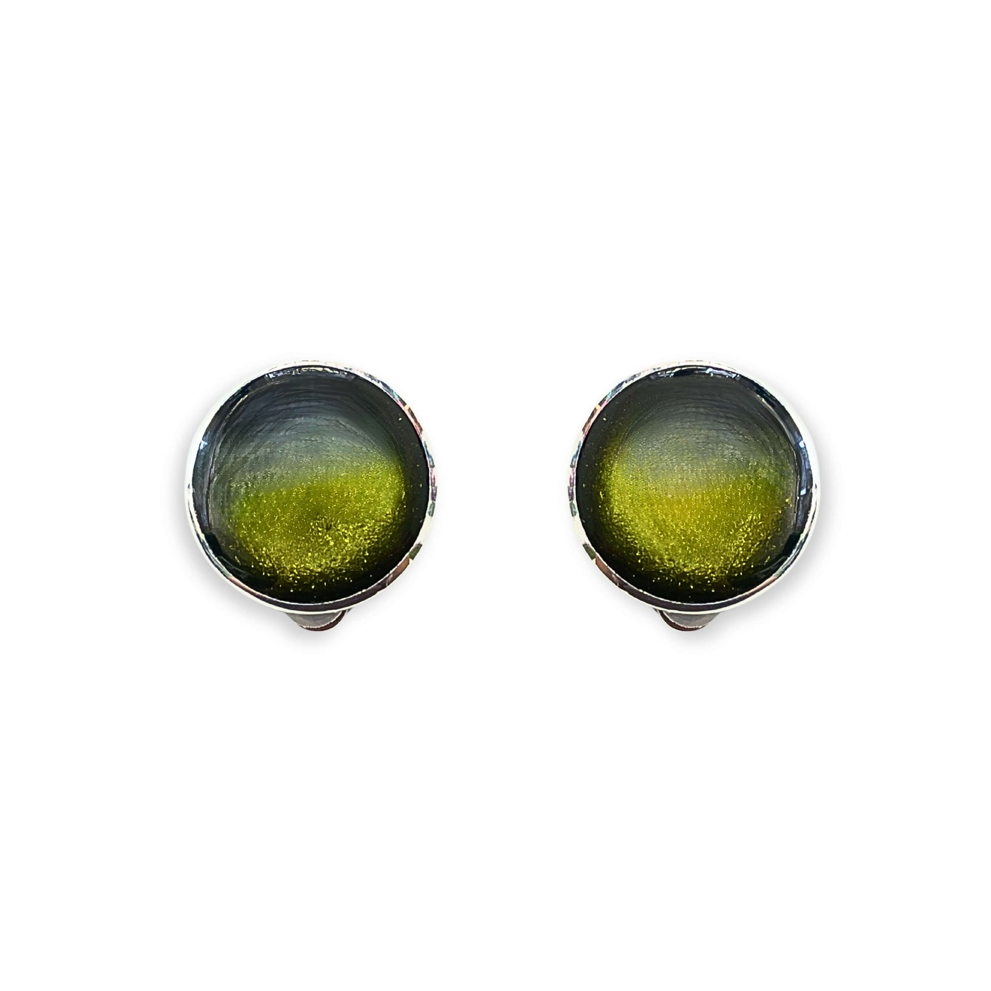 Pistachio Aluminium Circles Shiny Clip Earrings