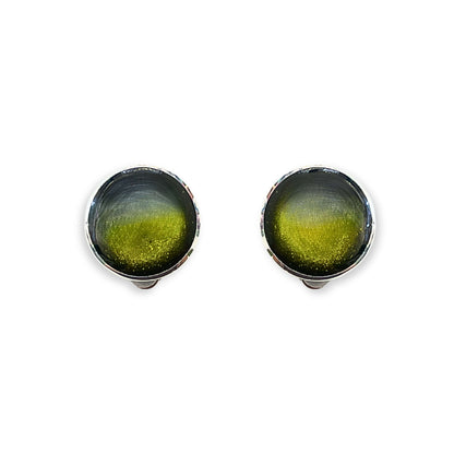 Pistachio Aluminium Circles Shiny Clip Earrings