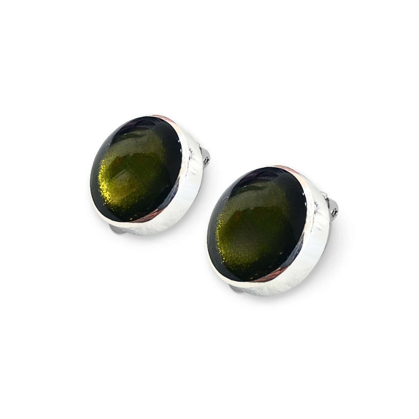 Pistachio Aluminium Circles Shiny Clip Earrings