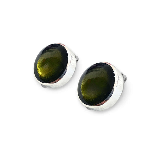 Pistachio Aluminium Circles Shiny Clip Earrings