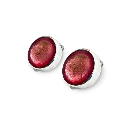Rose Aluminium Circles Shiny Clip Earrings