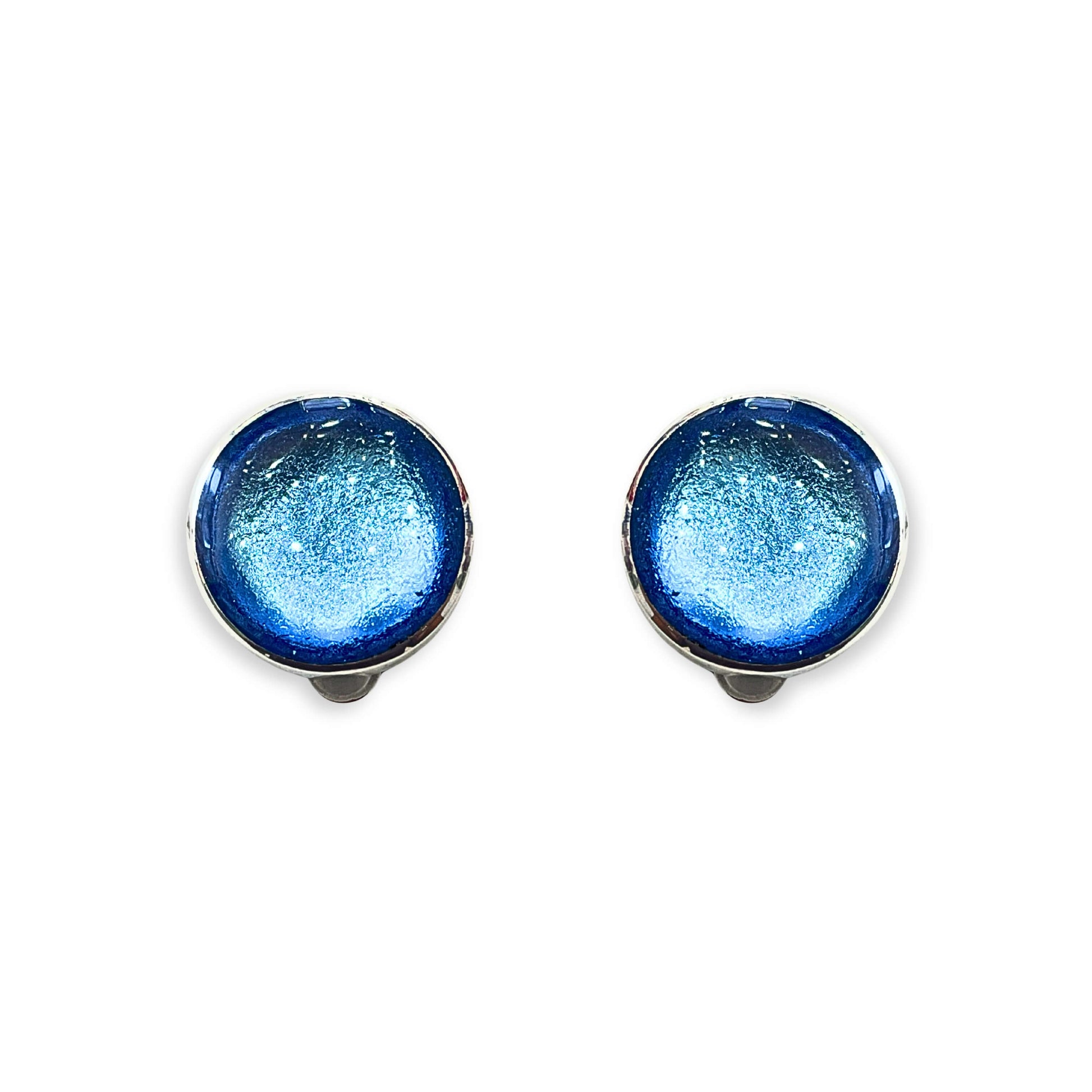 Sky Aluminium Circles Shiny Clip Earrings
