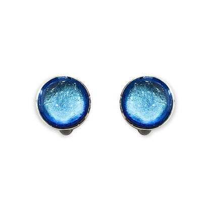 Sky Aluminium Circles Shiny Clip Earrings