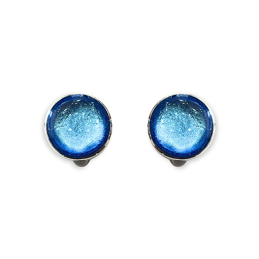 Sky Aluminium Circles Shiny Clip Earrings