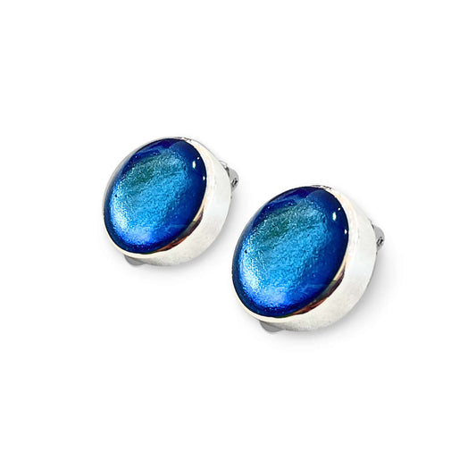 Sky Aluminium Circles Shiny Clip Earrings