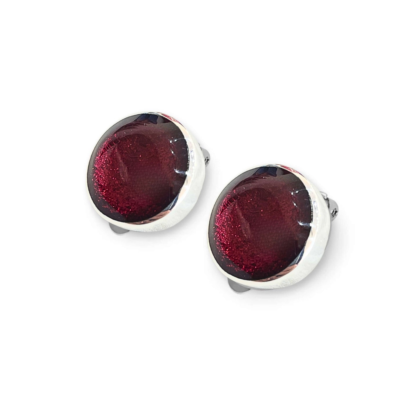 St Tropez Aluminium Circles Shiny Clip Earrings