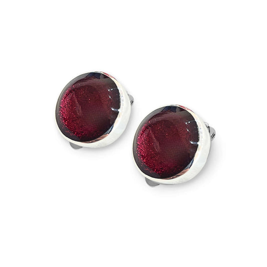 St Tropez Aluminium Circles Shiny Clip Earrings