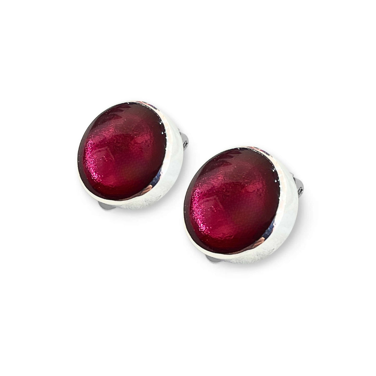 Tropical Aluminium Circles Shiny Clip Earrings