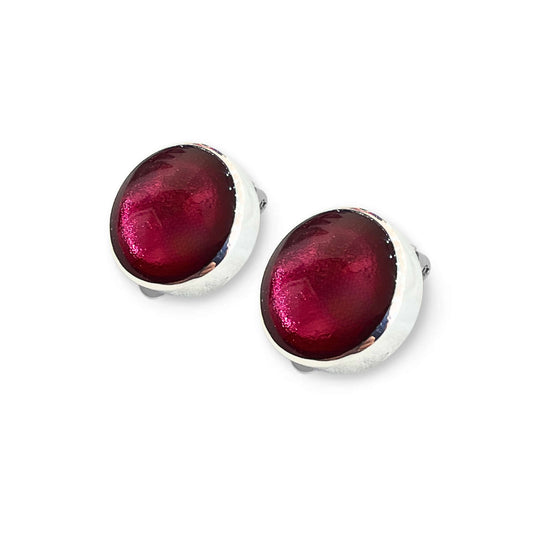 Tropical Aluminium Circles Shiny Clip Earrings