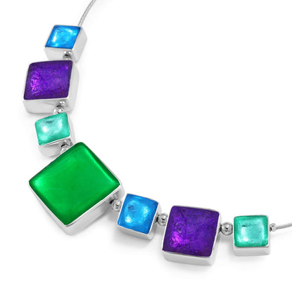 Aurora Aluminium Squares Shiny Classic Necklace | The Jewellery Stop