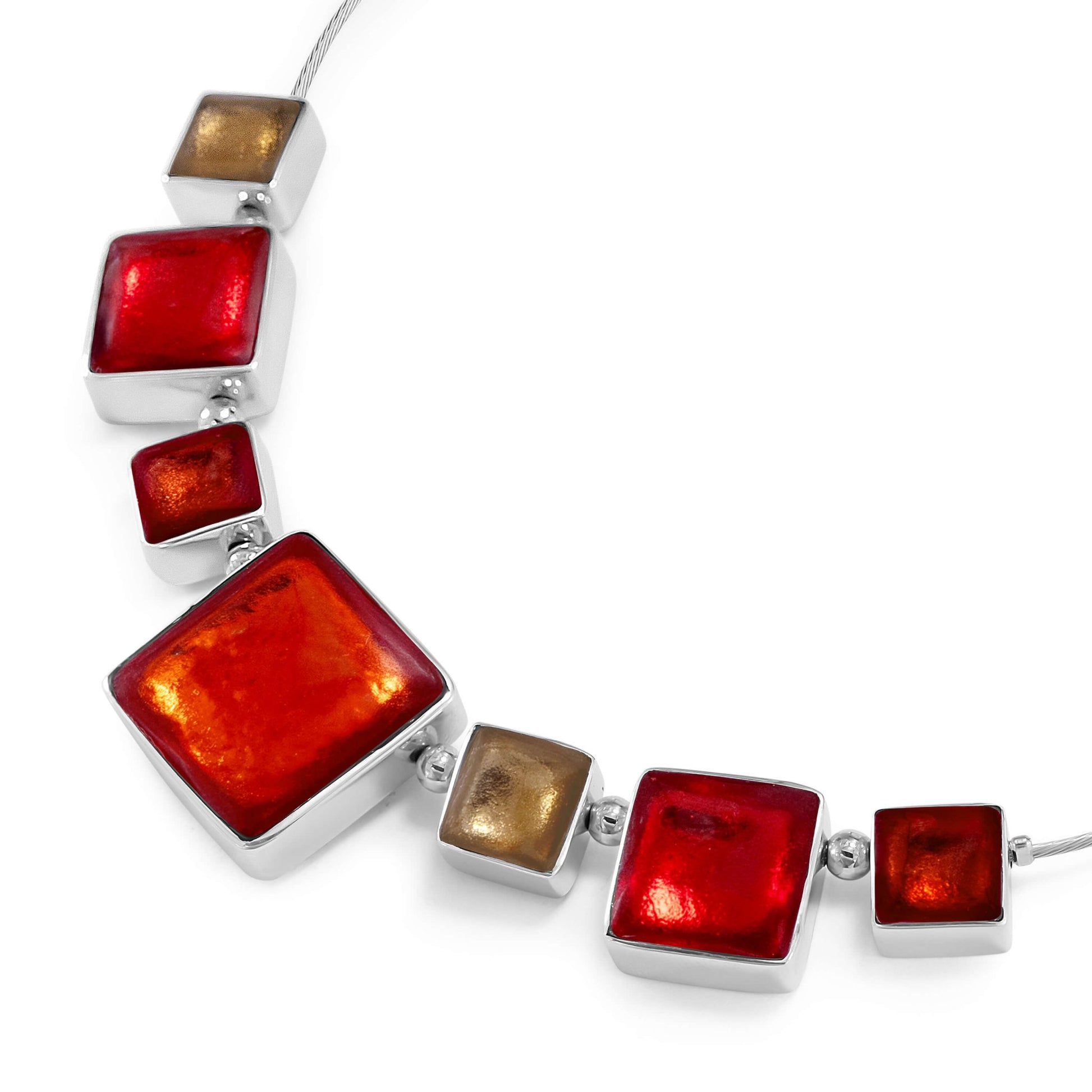 Chilli Aluminium Squares Shiny Classic Necklace | The Jewellery Stop