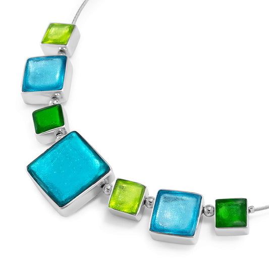 Neptune Aluminium Squares Shiny Classic Necklace | The Jewellery Stop