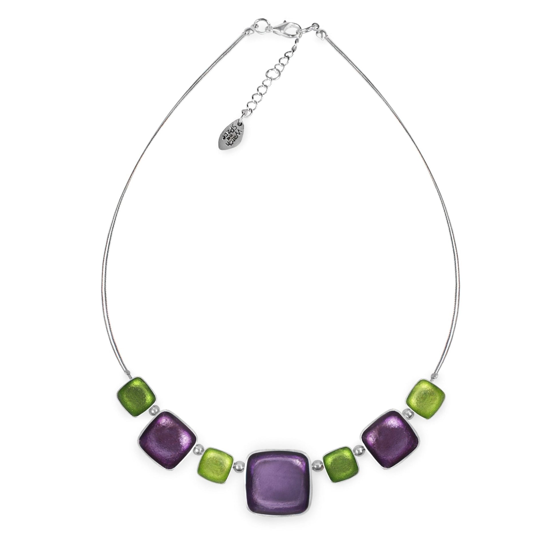 Nessie Aluminium Squares Shiny Classic Necklace | The Jewellery Stop