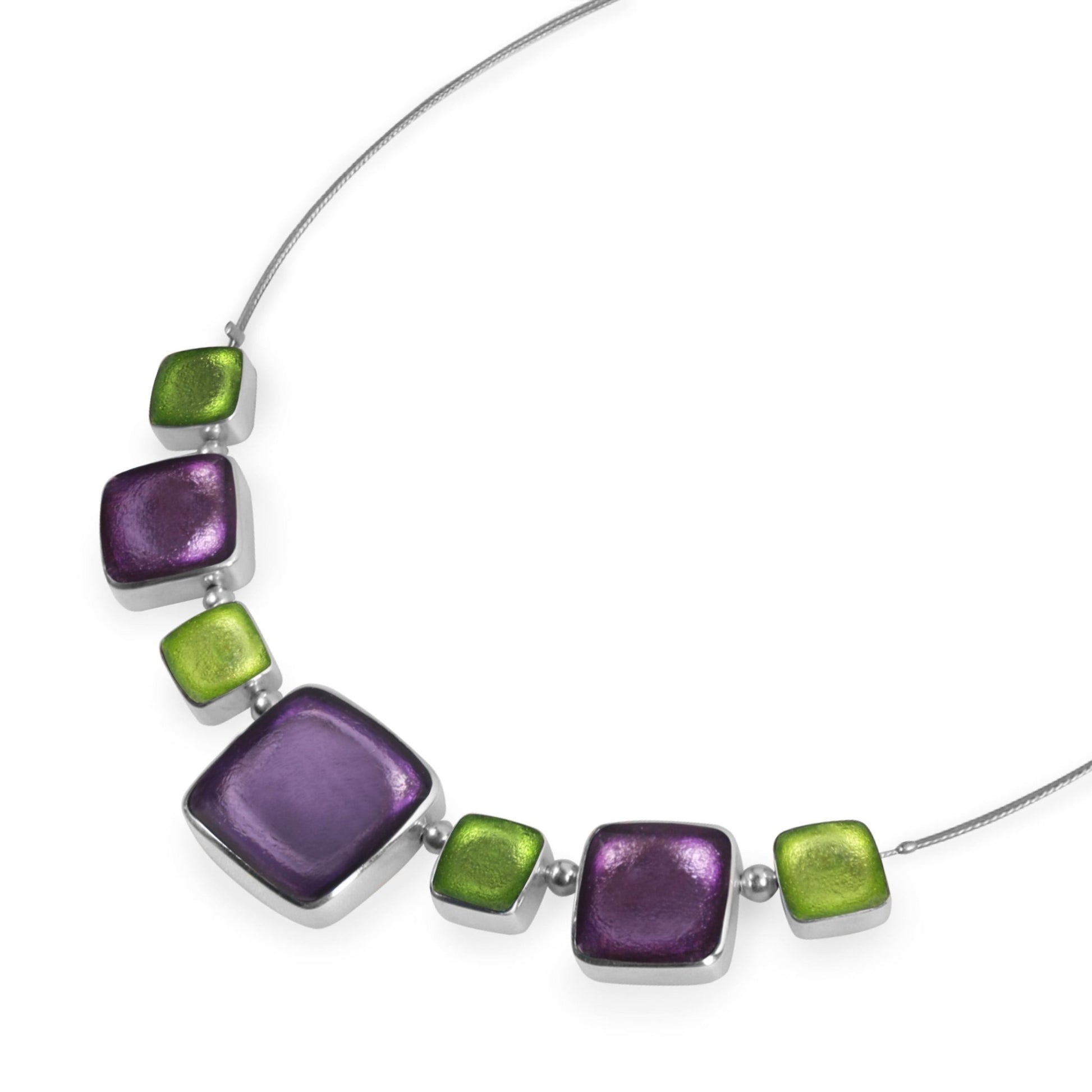 Nessie Aluminium Squares Shiny Classic Necklace | The Jewellery Stop