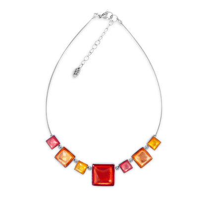 Terracotta Aluminium Squares Shiny Classic Necklace | The Jewellery Stop