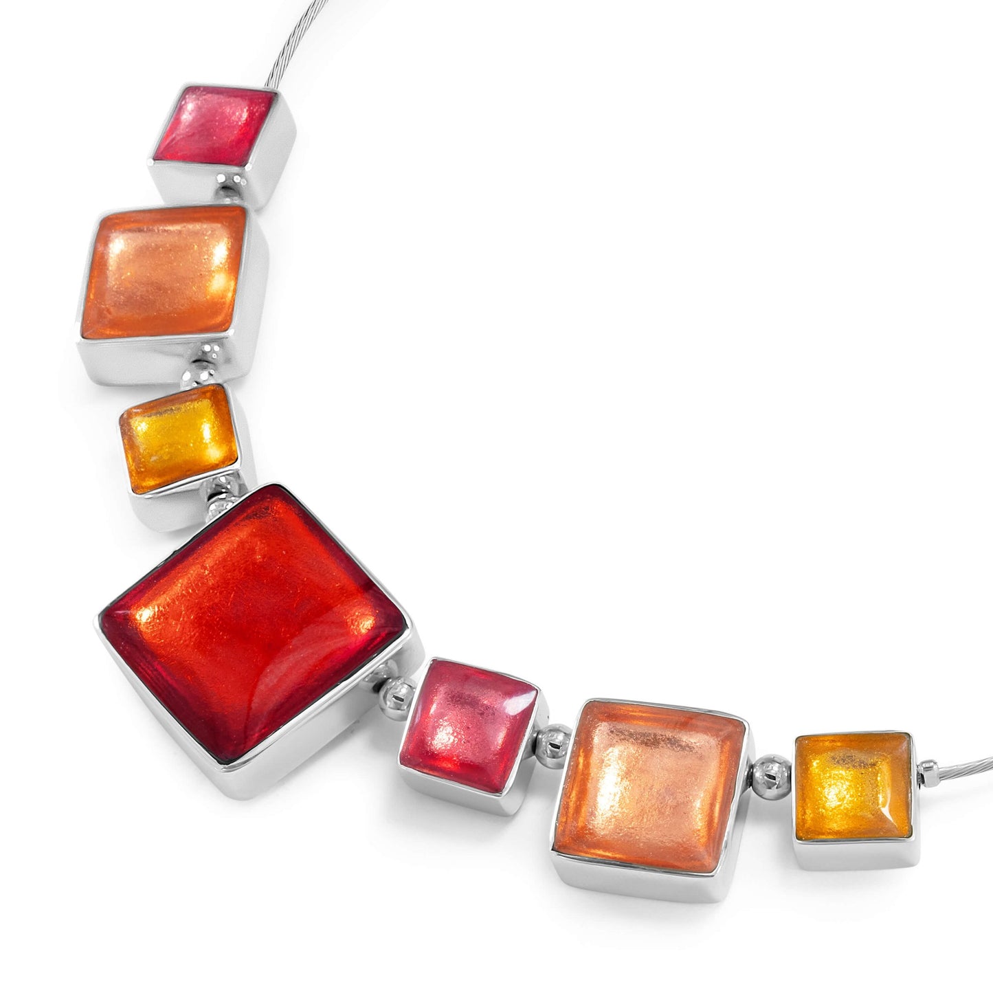 Terracotta Aluminium Squares Shiny Classic Necklace | The Jewellery Stop
